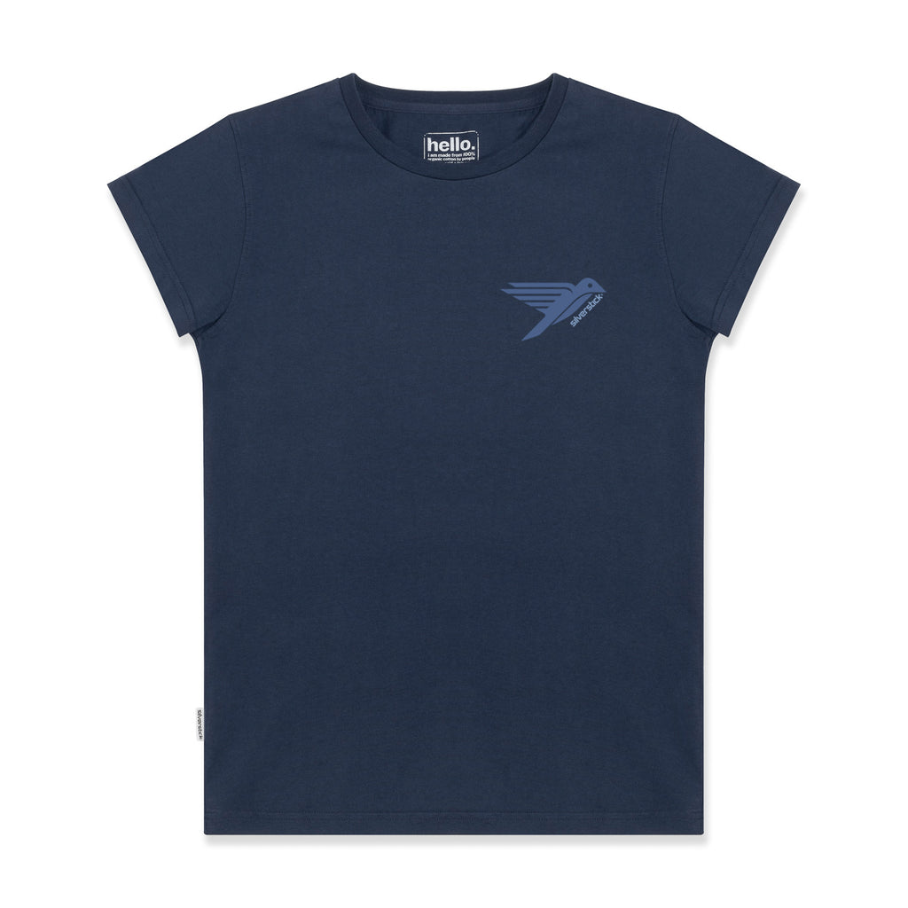 silverstick womens organic cotton navy left chest logo tee