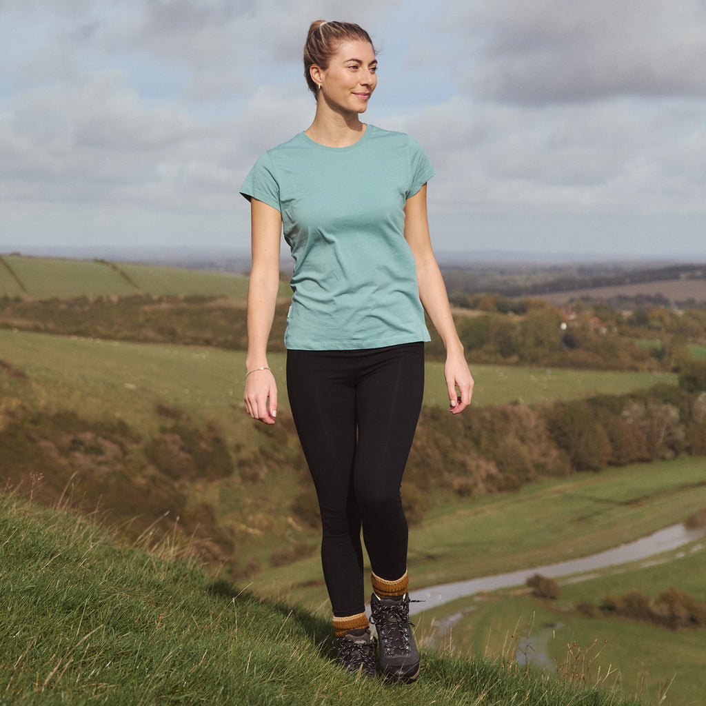 Silverstick Womens Adventure Organic Cotton T shirt Aqua Blue Front