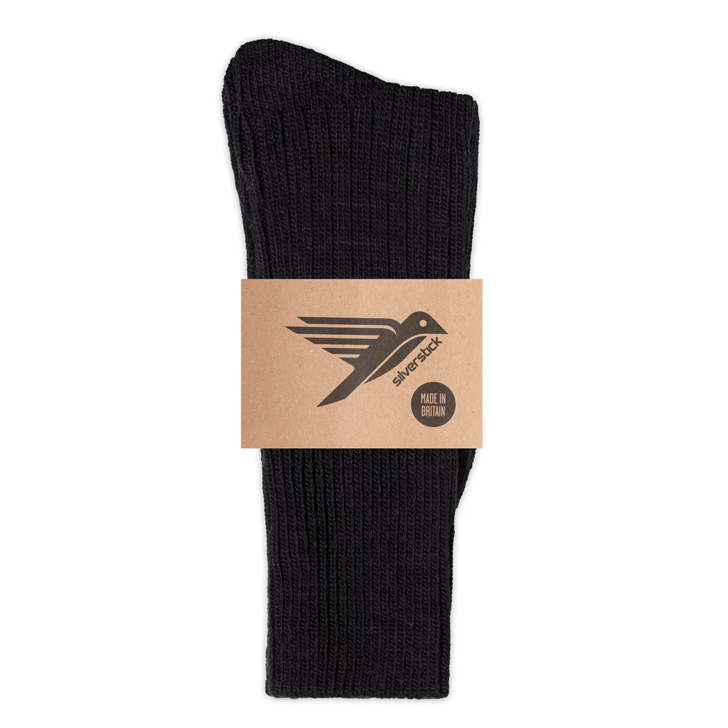 silverstick natural wool alpine sock black