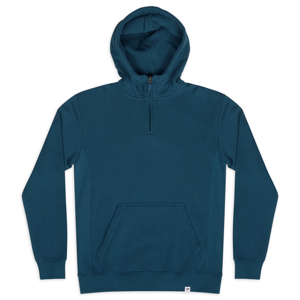 Silverstick Birling Mens Organic Cotton Quarter Zip Hoodie Majolica Blue Front Web 1500