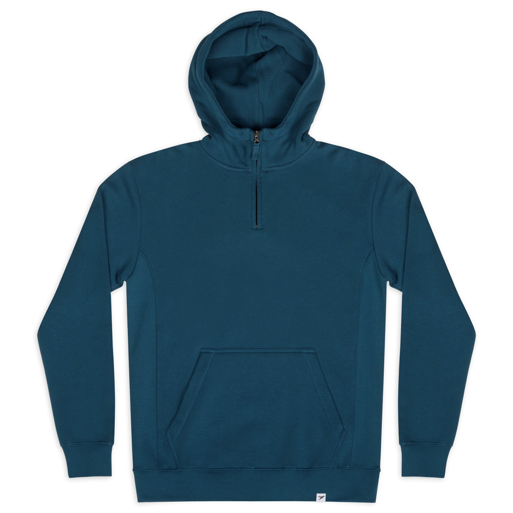 ilverstick Birling Mens Organic Cotton Quarter Zip Hoodie Majolica Blue Front Web 1500