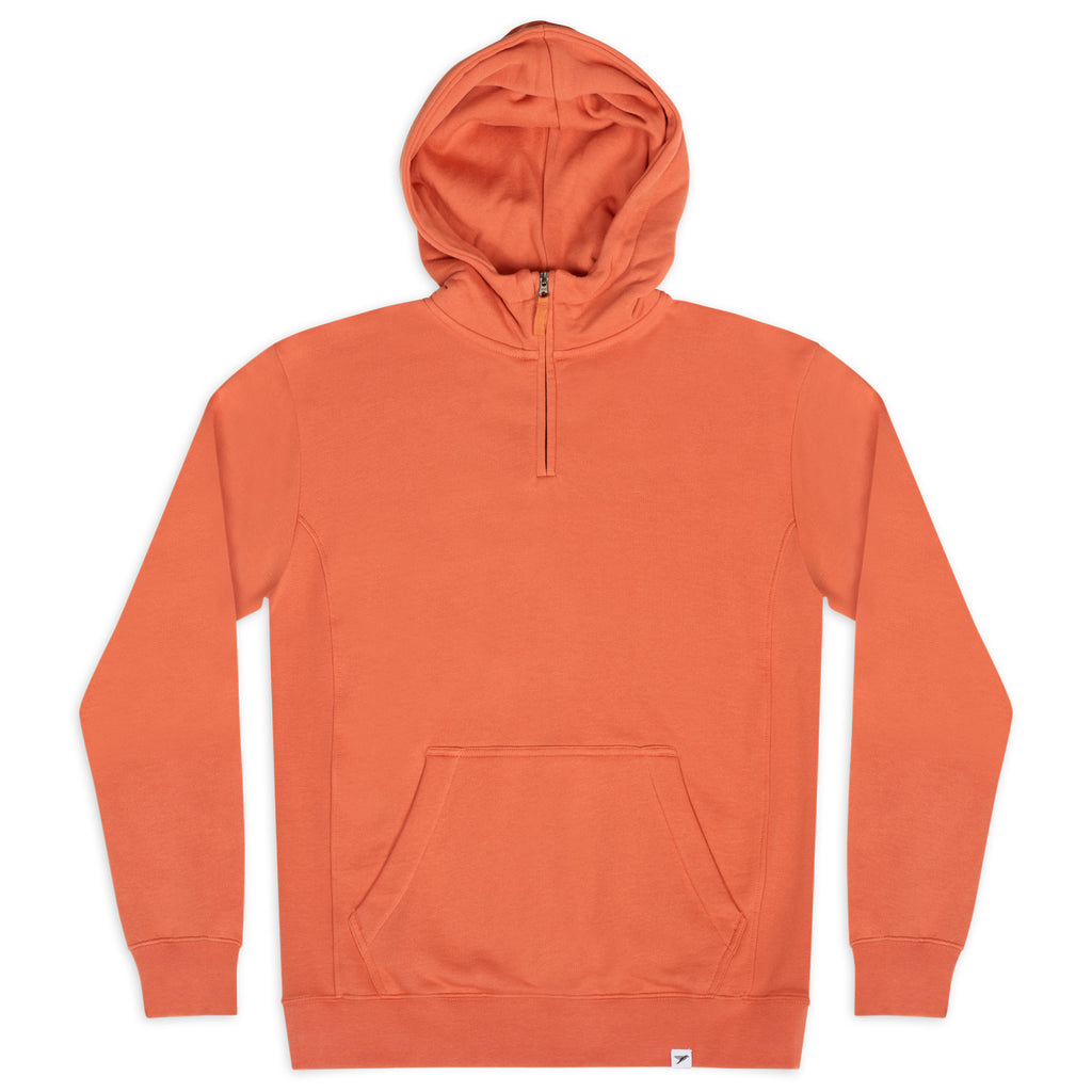 Silverstick Birling Mens Organic Cotton Quarter Zip Hoodie Orange Rust Front Web 1500