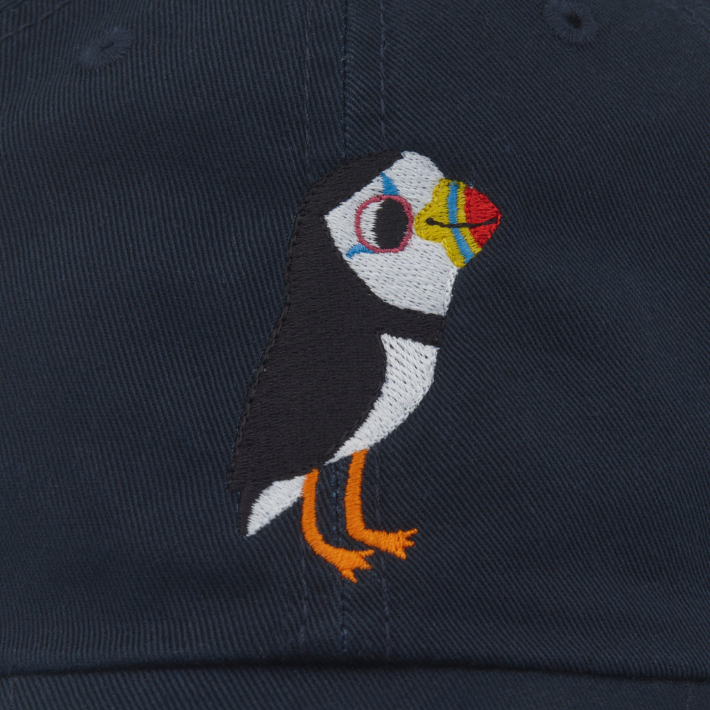 Matt Sewell +Silverstick organic cotton puffin cap embroidery