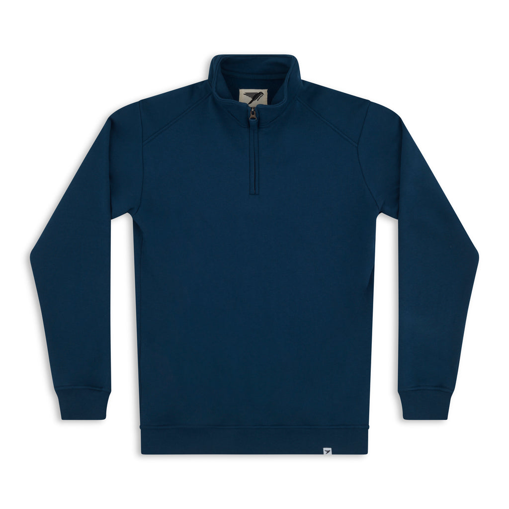 Silverstick Mens Nevis Organic Cotton Quarter Zip Sweat Majolica Blue Front