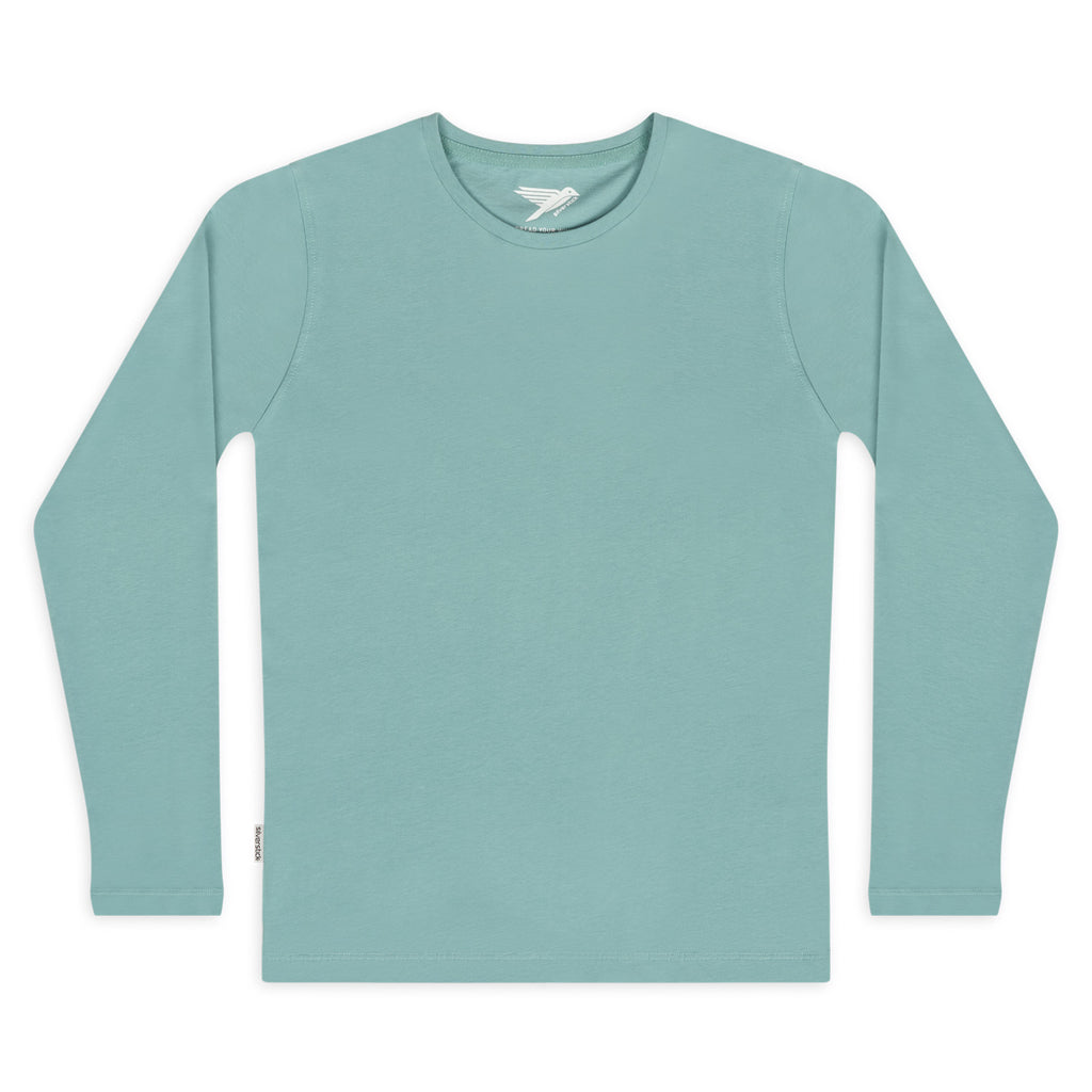 Silverstick Womens Adventure Organic Cotton Long Sleeve T-Shirt Aqua Blue Front Web 1500