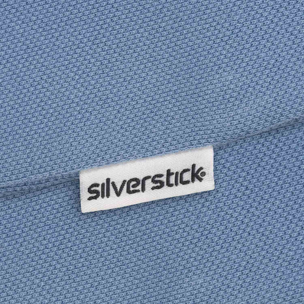 silverstick mens organic cotton greenwood faded denim long sleeve polo shirt label