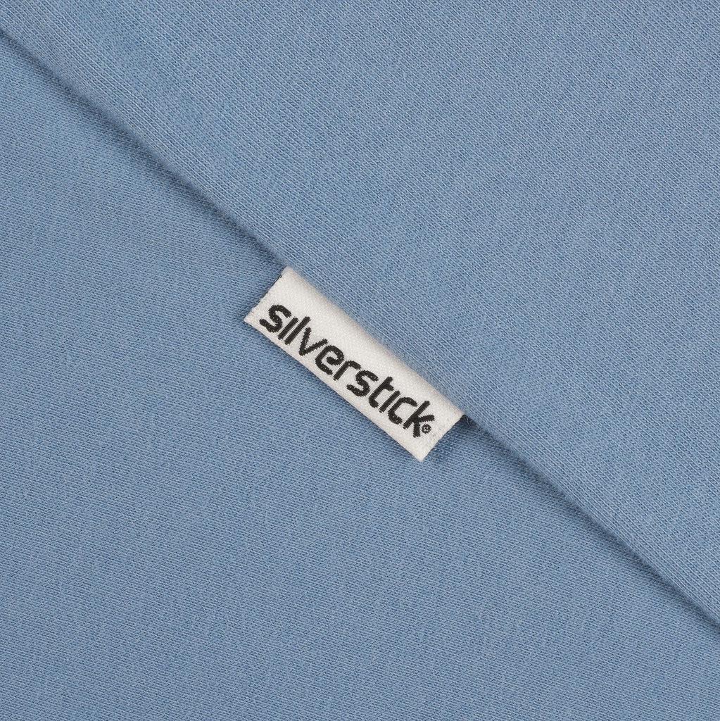 Silverstick Mens Blank Organic Cotton Long Sleeve T Shirt Faded Denim Hem Label