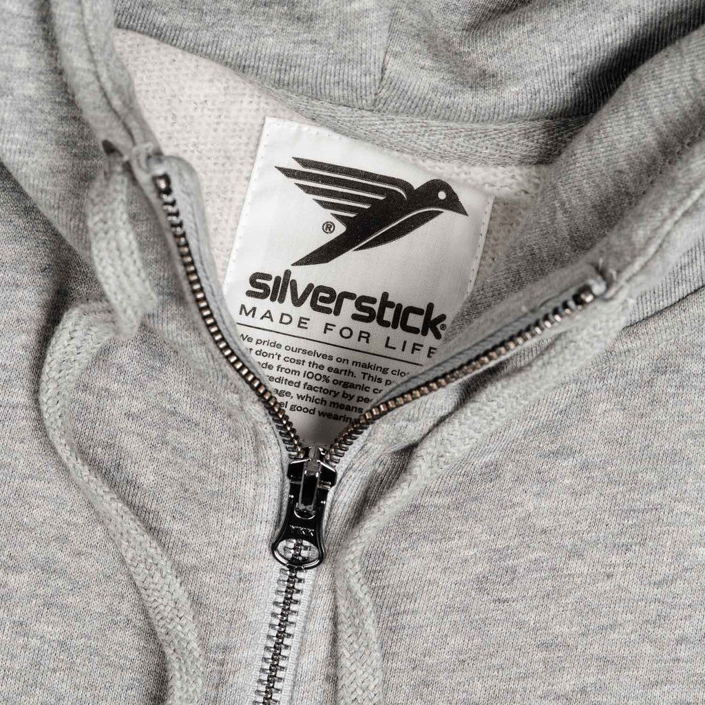 silverstick organic cotton zip hoodie vikafjell grey marl neck label