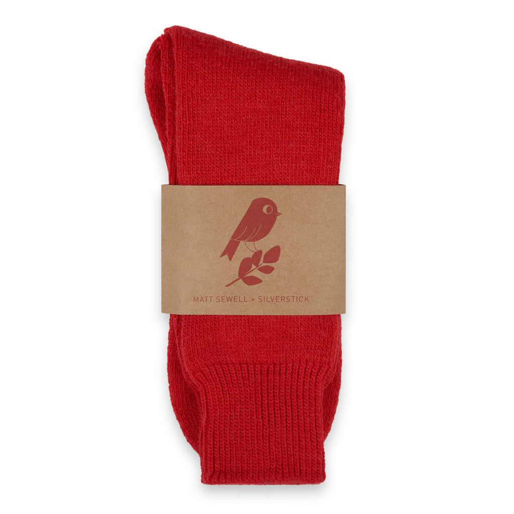 Silverstick + Matt Sewell Natural Wool British Hiking Sock Red