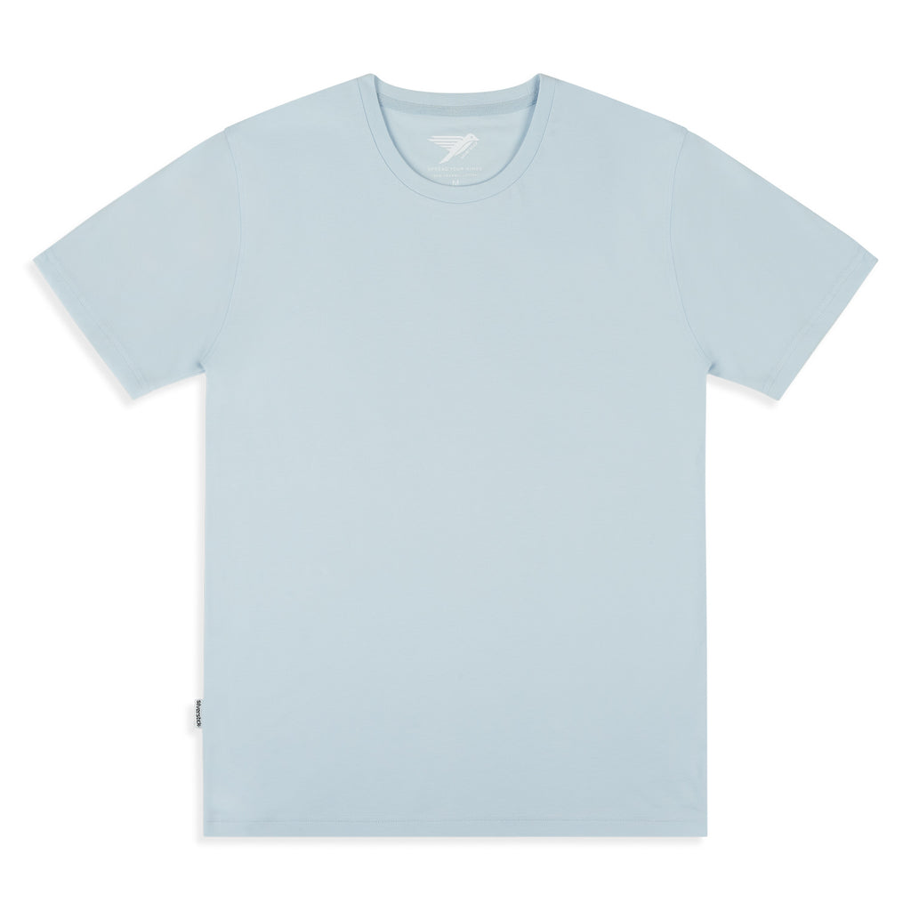 mens adventure organic cotton illusion blue t shirt front