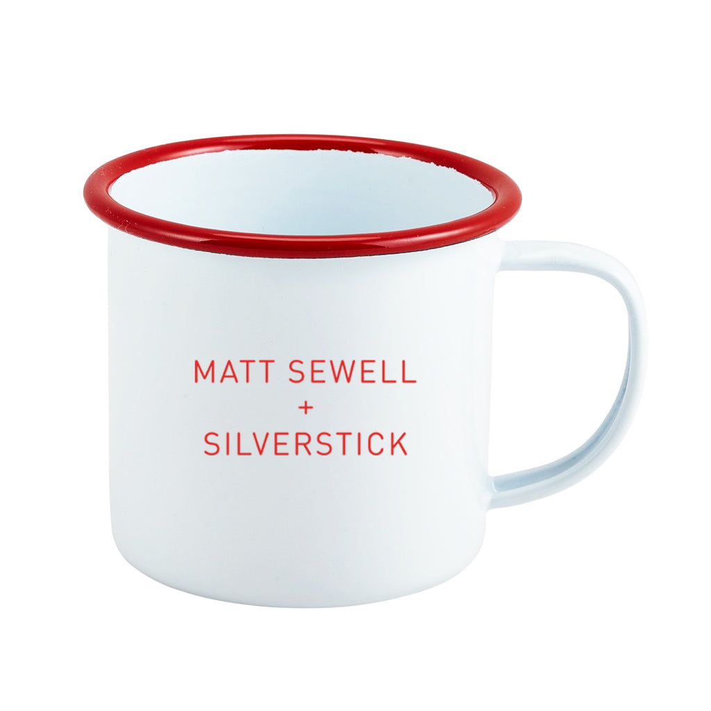 matt sewell and silverstick enamel red bird camping mug back