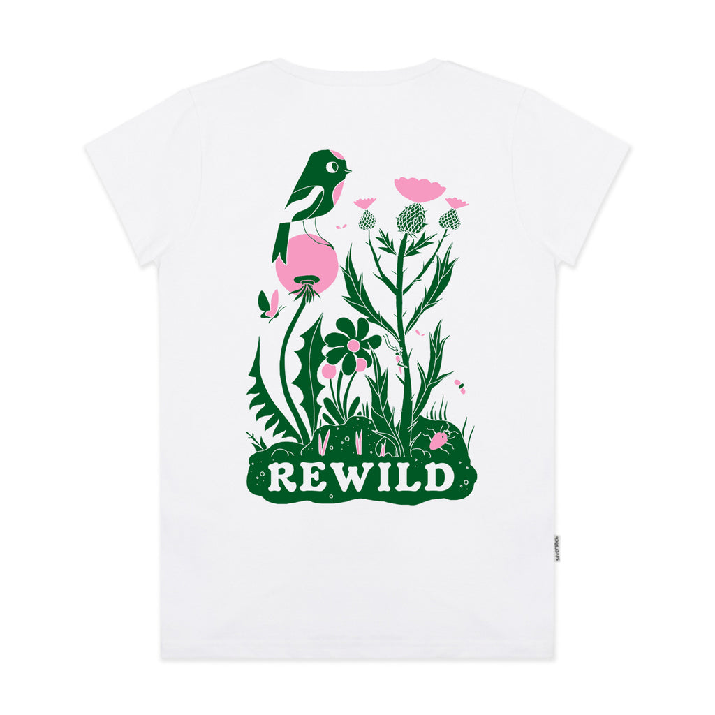 matt sewell + silverstick womens organic cotton rewild white tee back