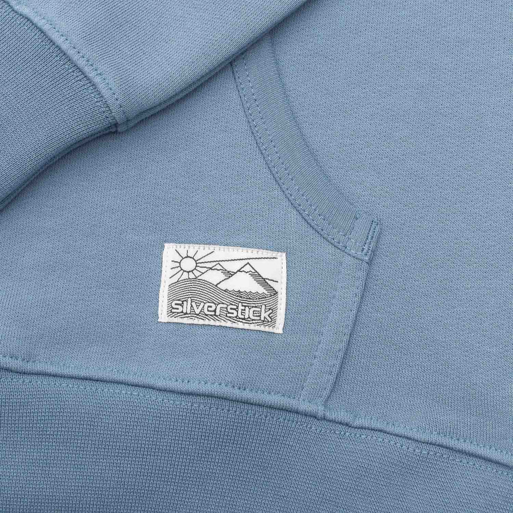 silverstick mens organic cotton hoodie logo faded denim label