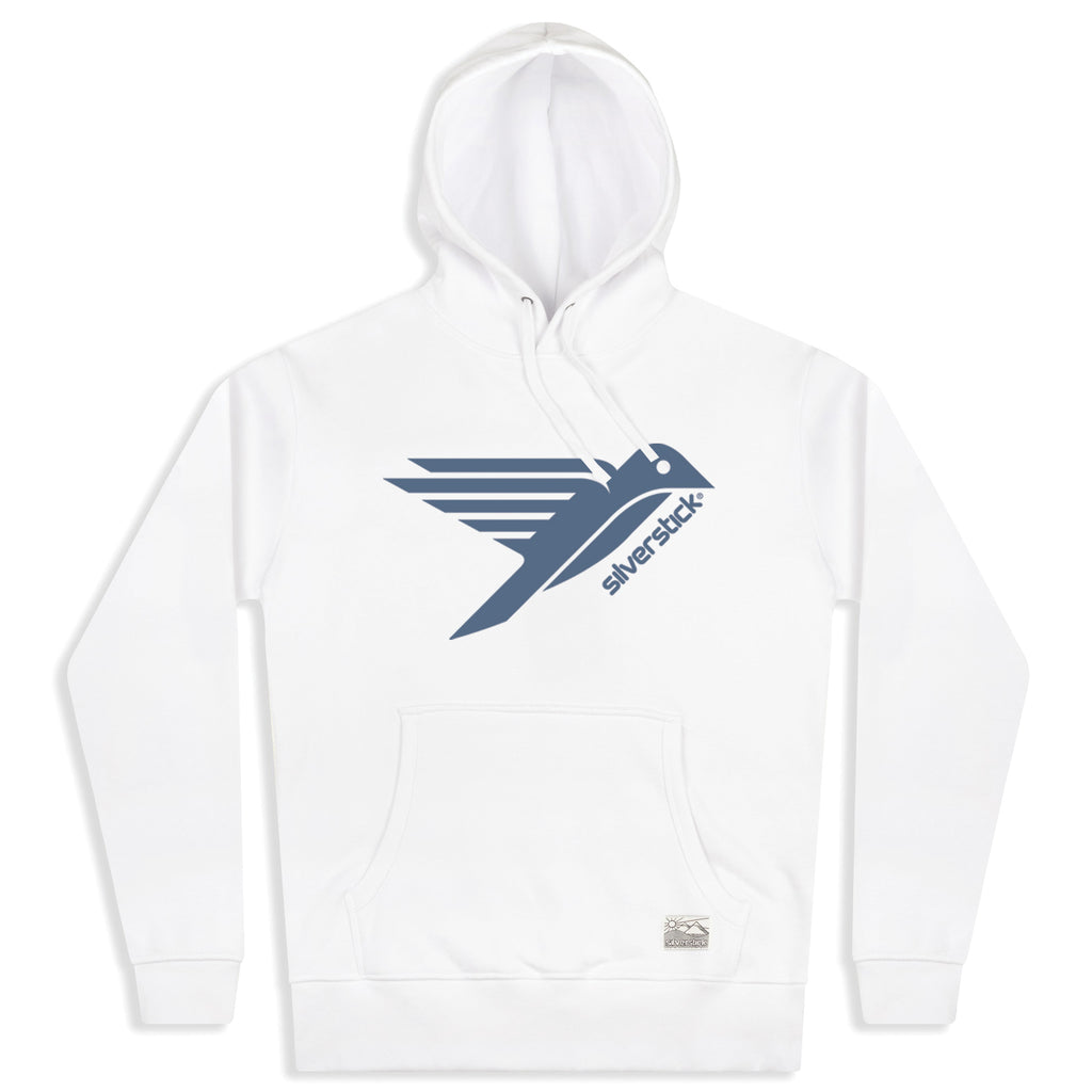 silverstick mens organic cotton hoodie logo white front