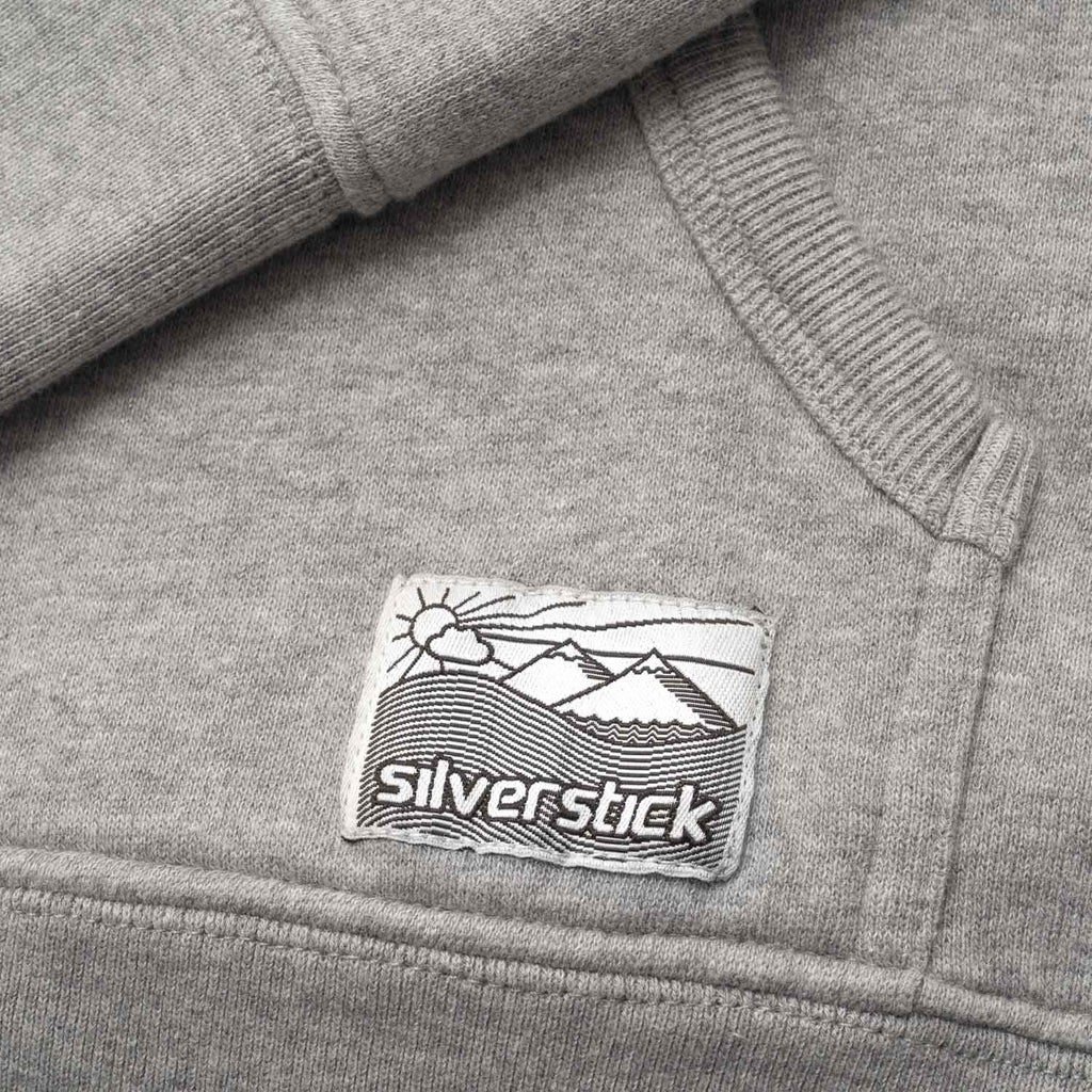 silverstick mens organic cotton hoodie ellerton ash marl patch label