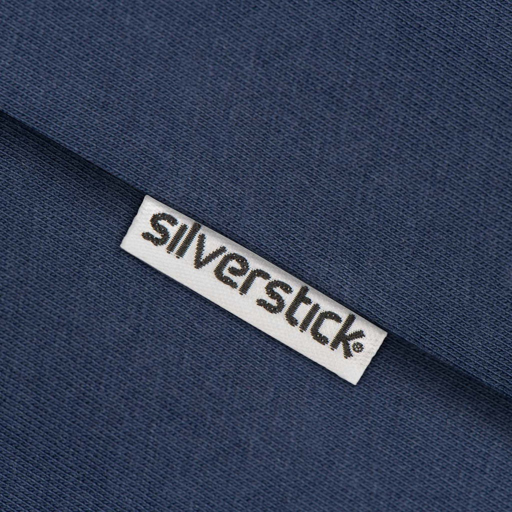 Silverstick Mens Blank Organic Cotton Long Sleeve T Shirt Navy Side Label