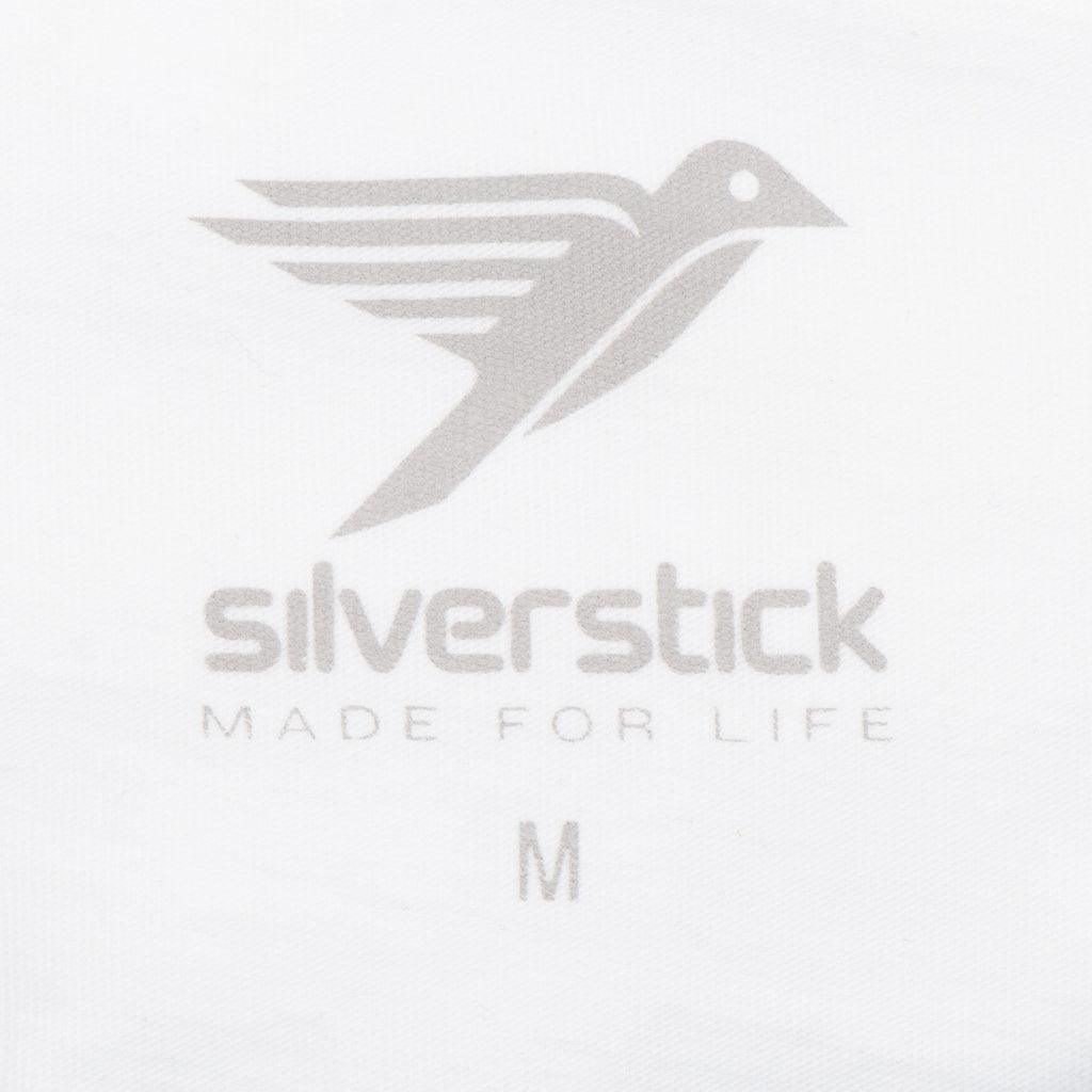 Silverstick Mens Blank Organic Cotton Long Sleeve T Shirt White Neck Label
