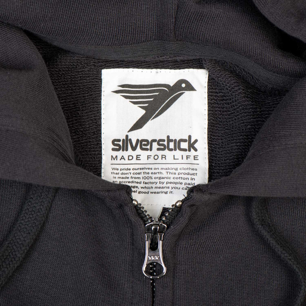 Silverstick Womens Tobias Organic Cotton Zip Hoodie Charcoal Neck Label