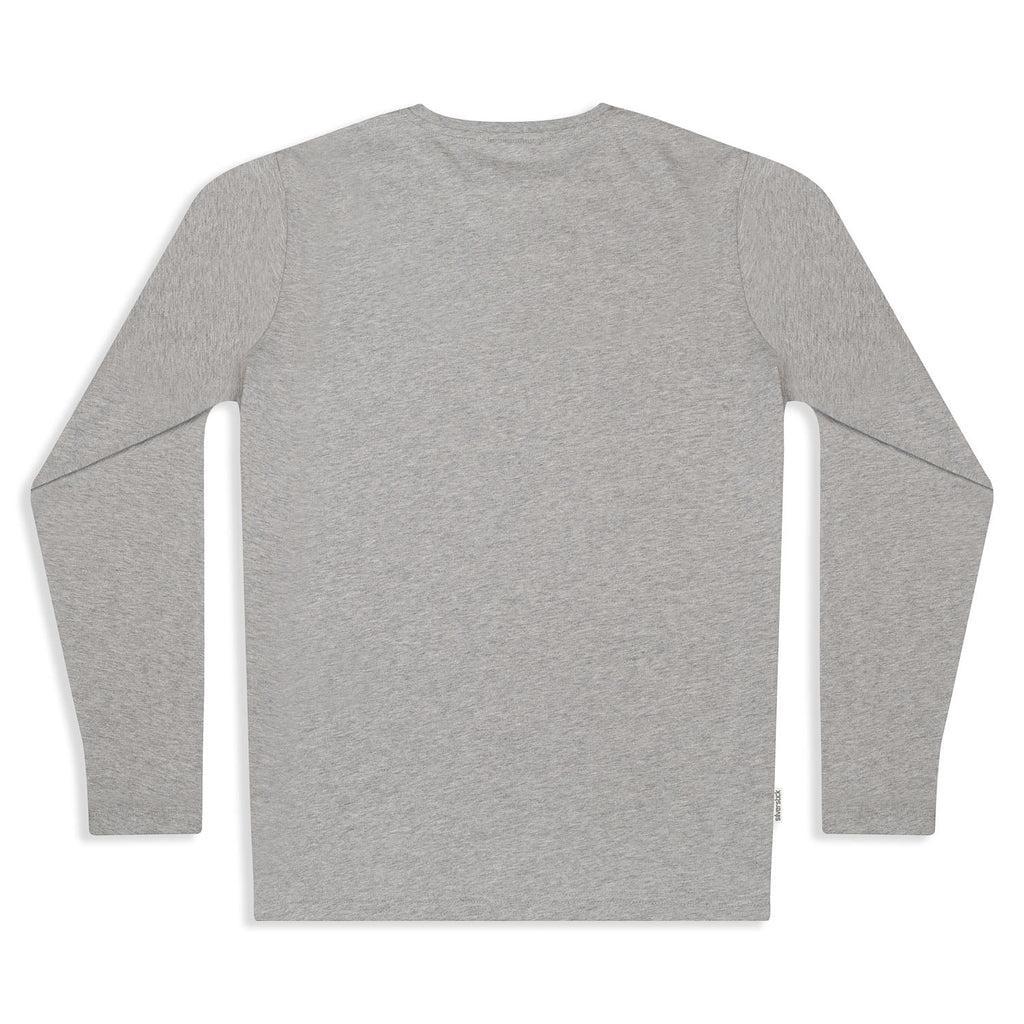 Silverstick Womens Blank Organic Cotton Long Sleeve T Shirt Ash Marl Back