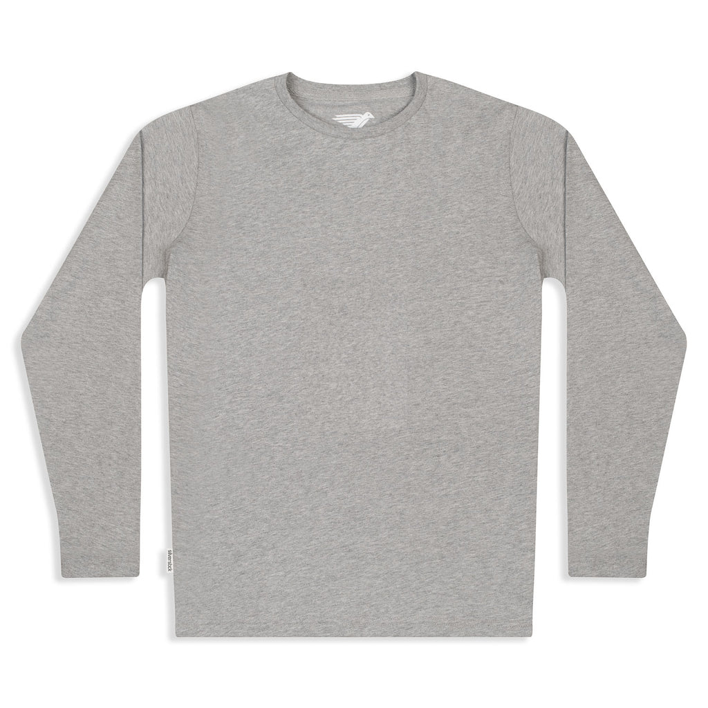 Silverstick Womens Blank Organic Cotton Long Sleeve T Shirt Ash Marl Front