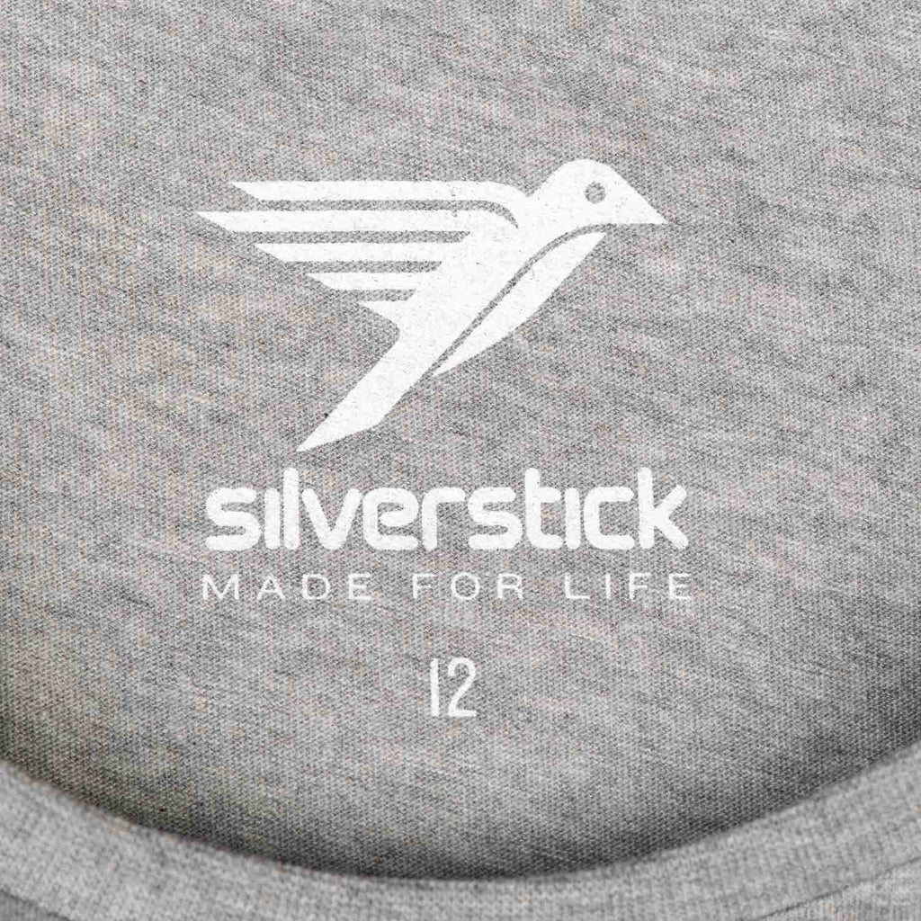 Silverstick Womens Blank Organic Cotton Long Sleeve T Shirt Ash Marl Neck Print