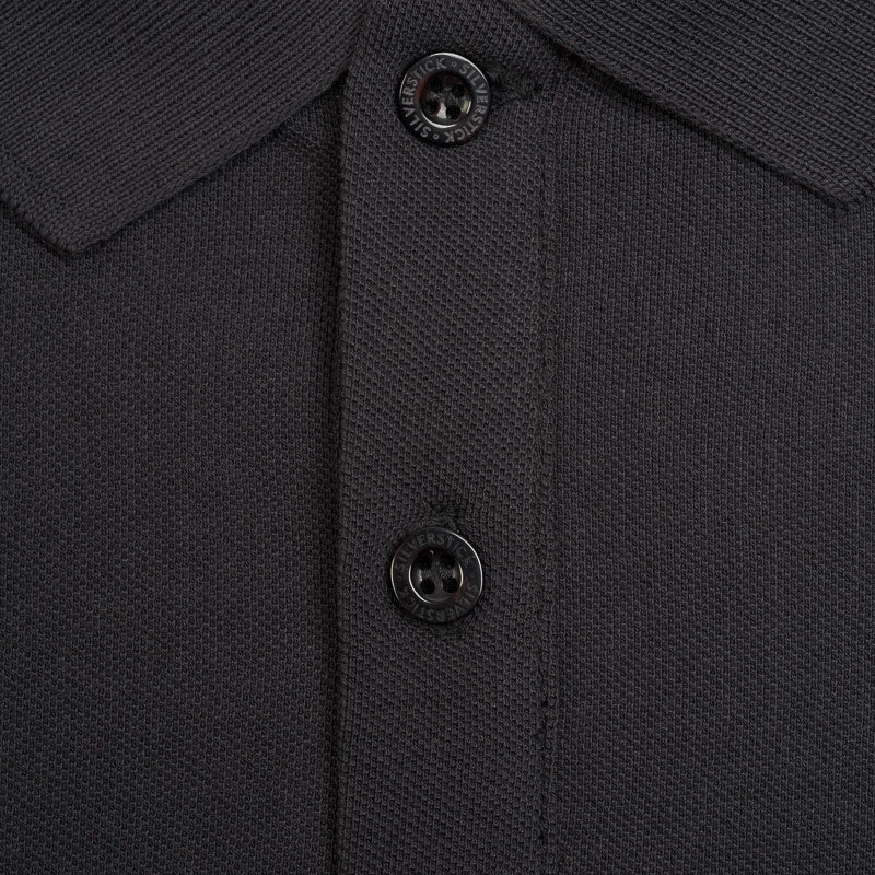 Silverstick marco organic cotton polo shirt charcoal button