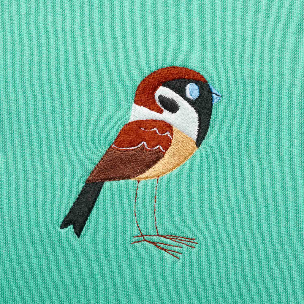 Silverstick womens matt sewell tree sparrow organic cotton sweat sea glass embroidery