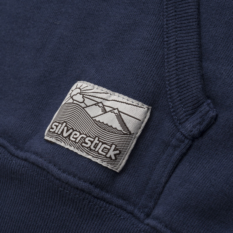 silverstick mens organic cotton ellerton logo navy hoodie patch label