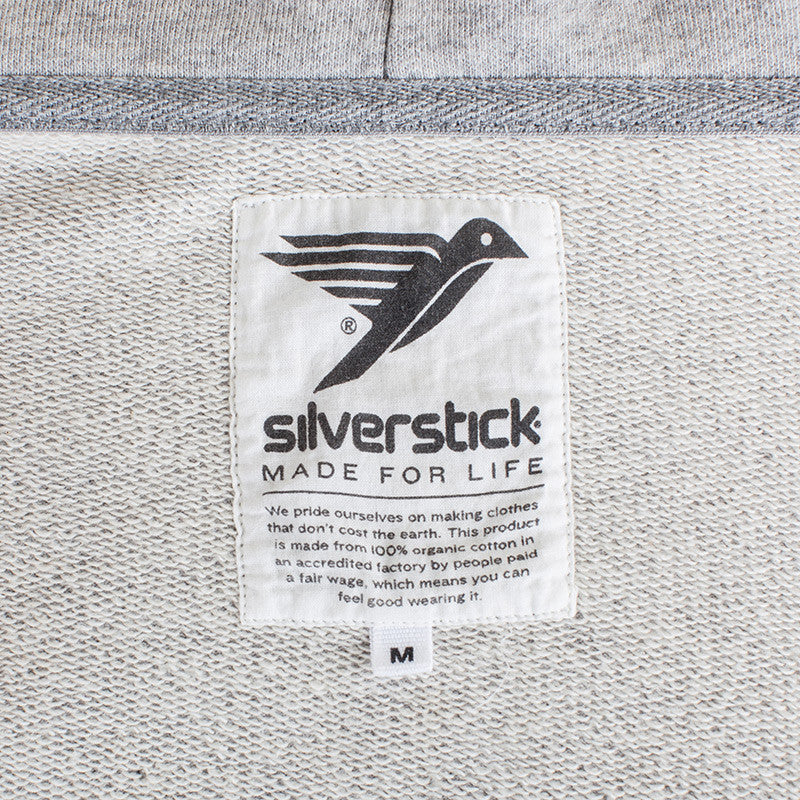 silverstick mens organic cotton tobias ash marl zip hoodie printed label