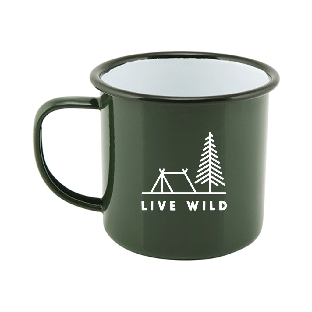 silverstick enamel camping mug green with black rim