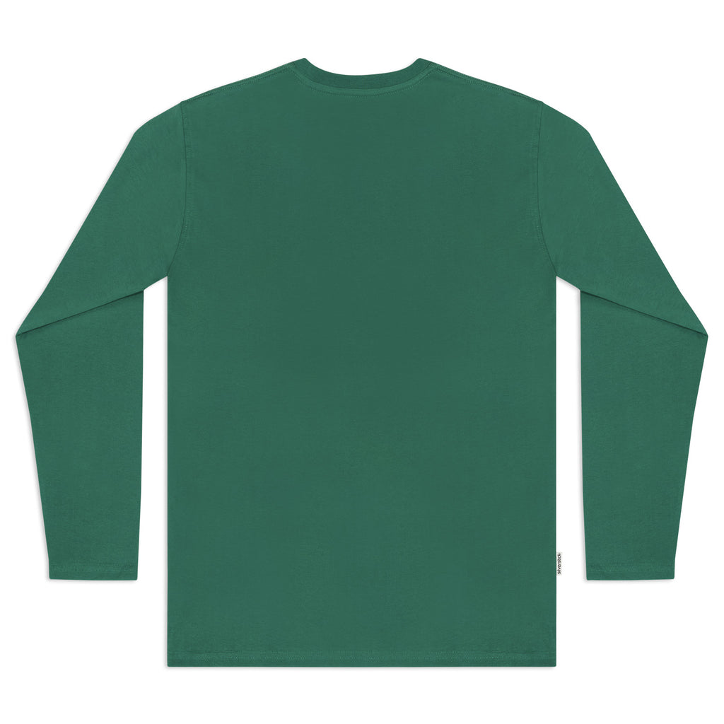 Silverstick Mens Blank Organic Cotton Long Sleeve T Shirt Hunter Green Back
