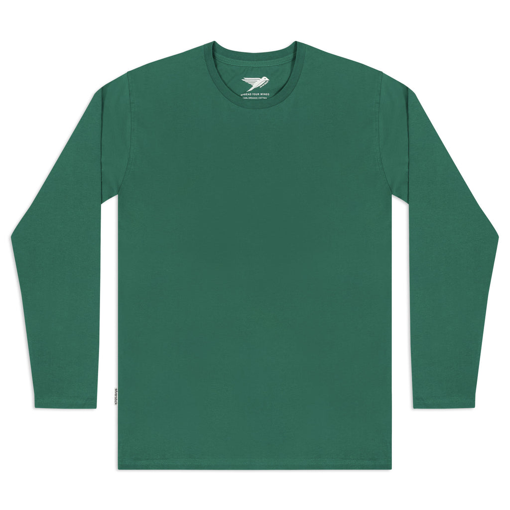 Silverstick Mens Blank Organic Cotton Long Sleeve T Shirt Hunter Green Front