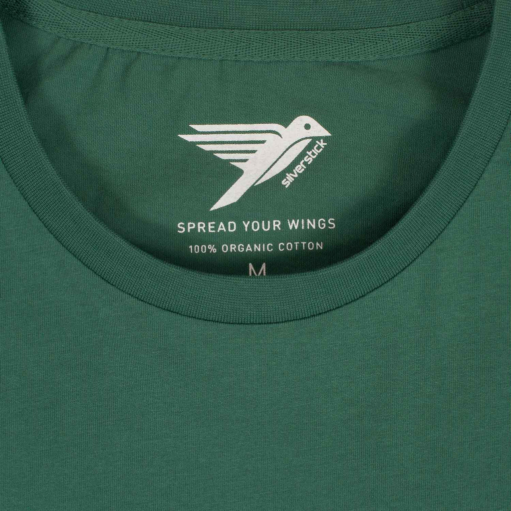 Silverstick Mens Blank Organic Cotton Long Sleeve T Shirt Hunter Green Label