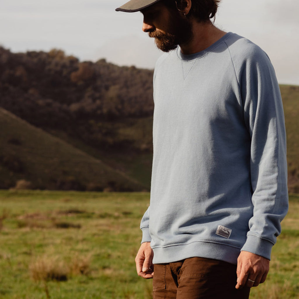 silverstick mens organic cotton hoodie nias faded denim adventure