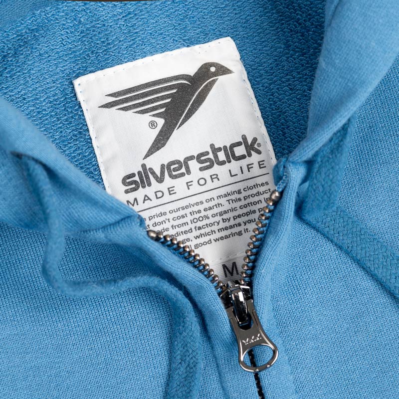 silverstick mens organic cotton tobias ocean blue zip hoodie label