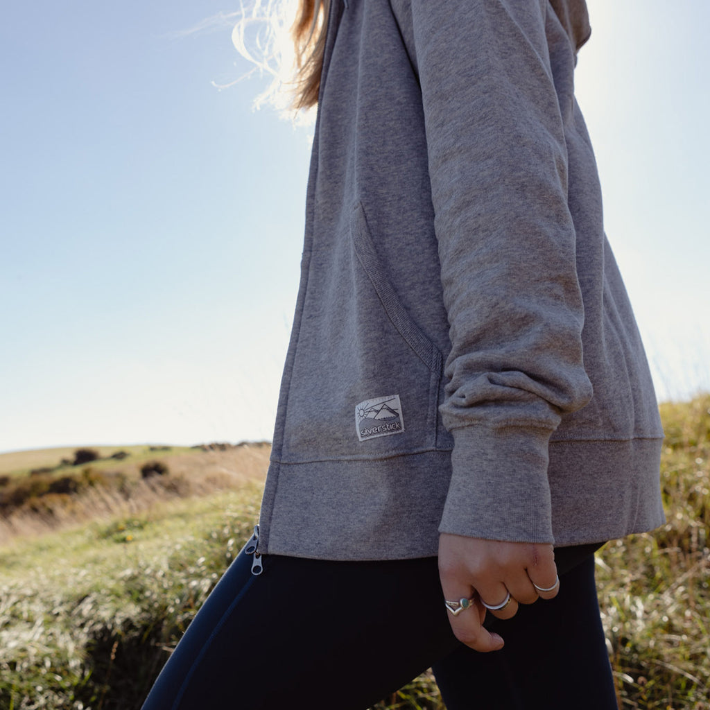 silverstick womens organic cotton zip hoodie tobias ash marl adventure